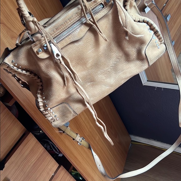Too handle & crossbody, neutral suede,silvertone hardware, adjustable straps - Picture 5 of 5